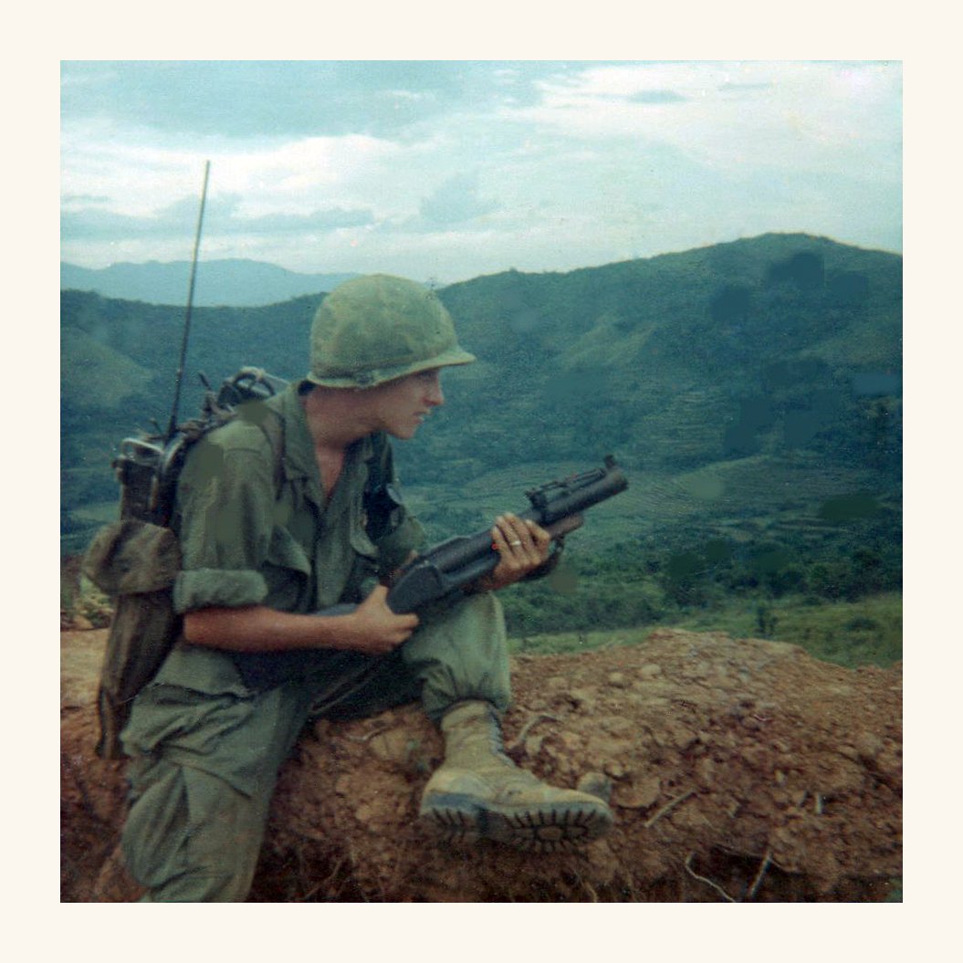 American radioman in Vietnam with M79 launcher 