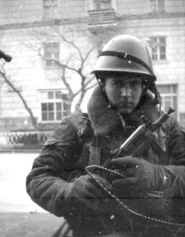 Soviet paratrooper with radio and AKSU