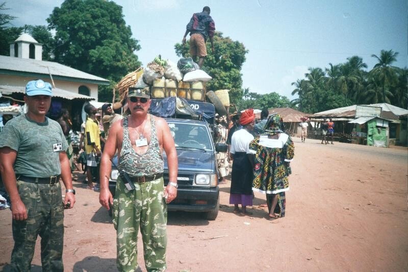 Ukrainian peacekeeper on a local market 