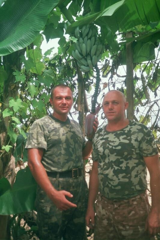 Ukrainian peacekeeper with bananas