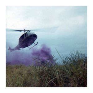 Hue helicopter and purple smoke 