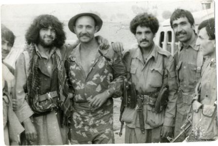 Soviet officer with friendly Afghanis 