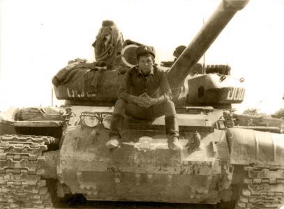 Soviet paratrooper on a tank in Afghanistan 