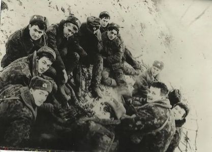 Soviet paratroopers on a Winter exercise 