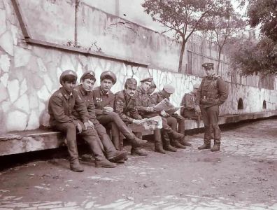 Soviet paratroopers in parade uniform 