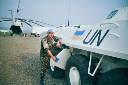 Ukrainian peacekeepers with BTR70