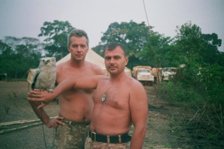 Ukrainian peacekeepers with an owl 